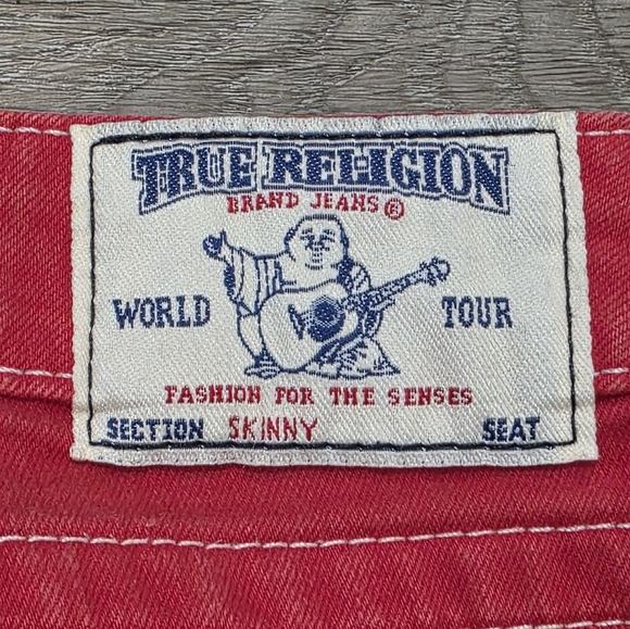 True Religion Red Skinny Jeans Womans Sz 29 Stretch Low Rise - Picture 6 of 14